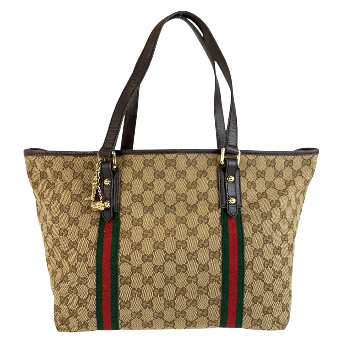 Gucci Sherry Line Beige Brown GG Canvas Tote Shoulder Bag