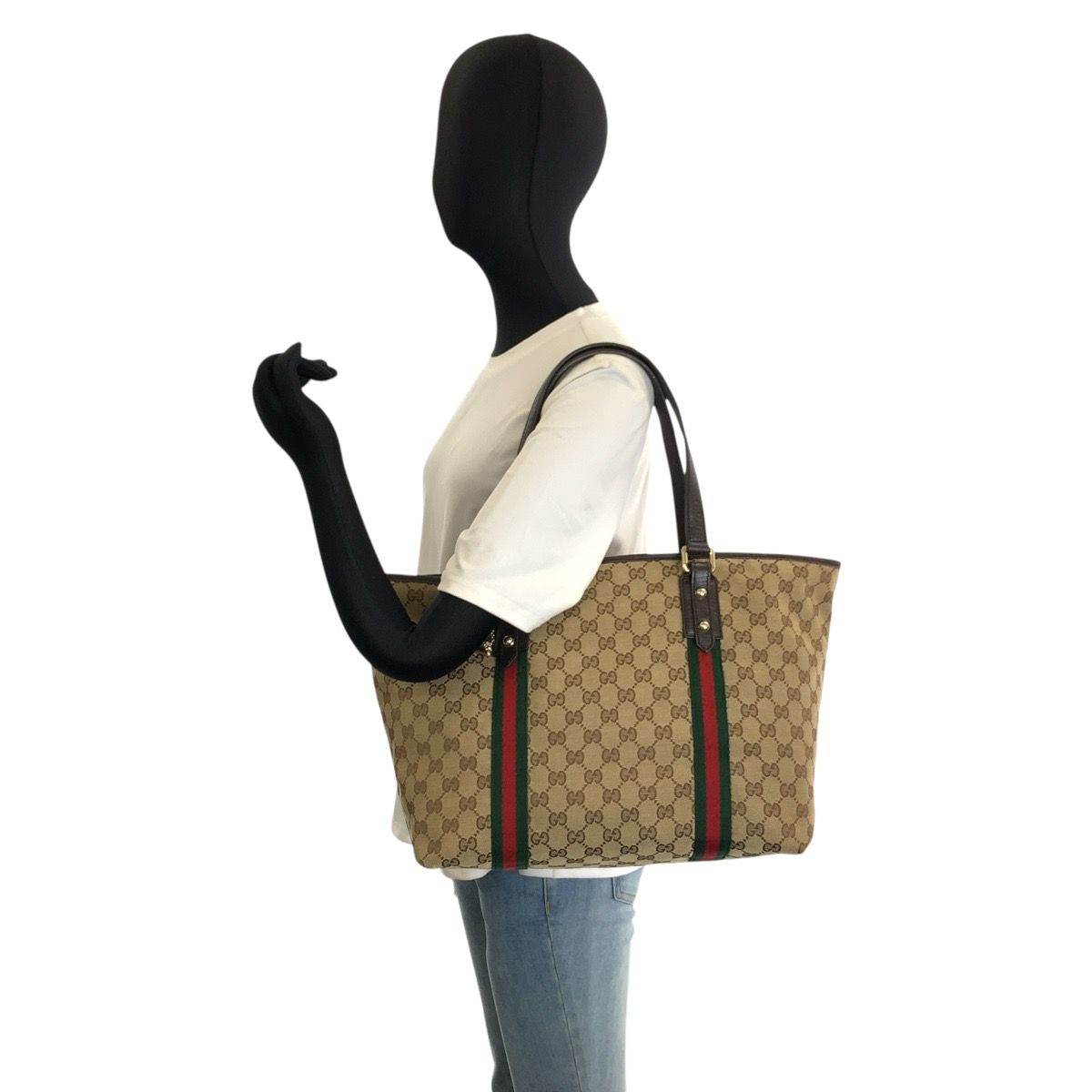 Gucci Sherry Line Beige Brown GG Canvas Tote Shoulder Bag — view 7