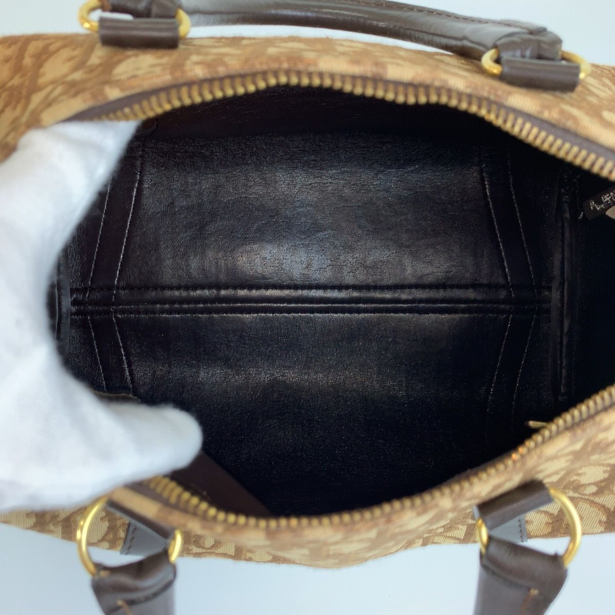 Dior Trotter Brown Gold Boston Bag — view 8