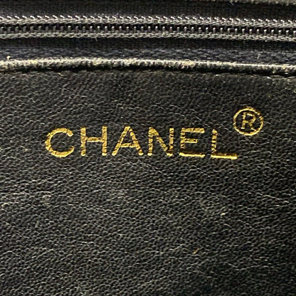 Chanel Shoulder Bag Quilted Black Gold Tassel Chain Lambskin — view 8