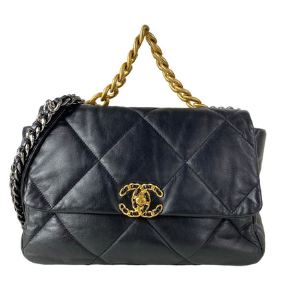 Chanel Shoulder Bag Chanel 19 Large Flap Black Chain 2-Way Lambskin