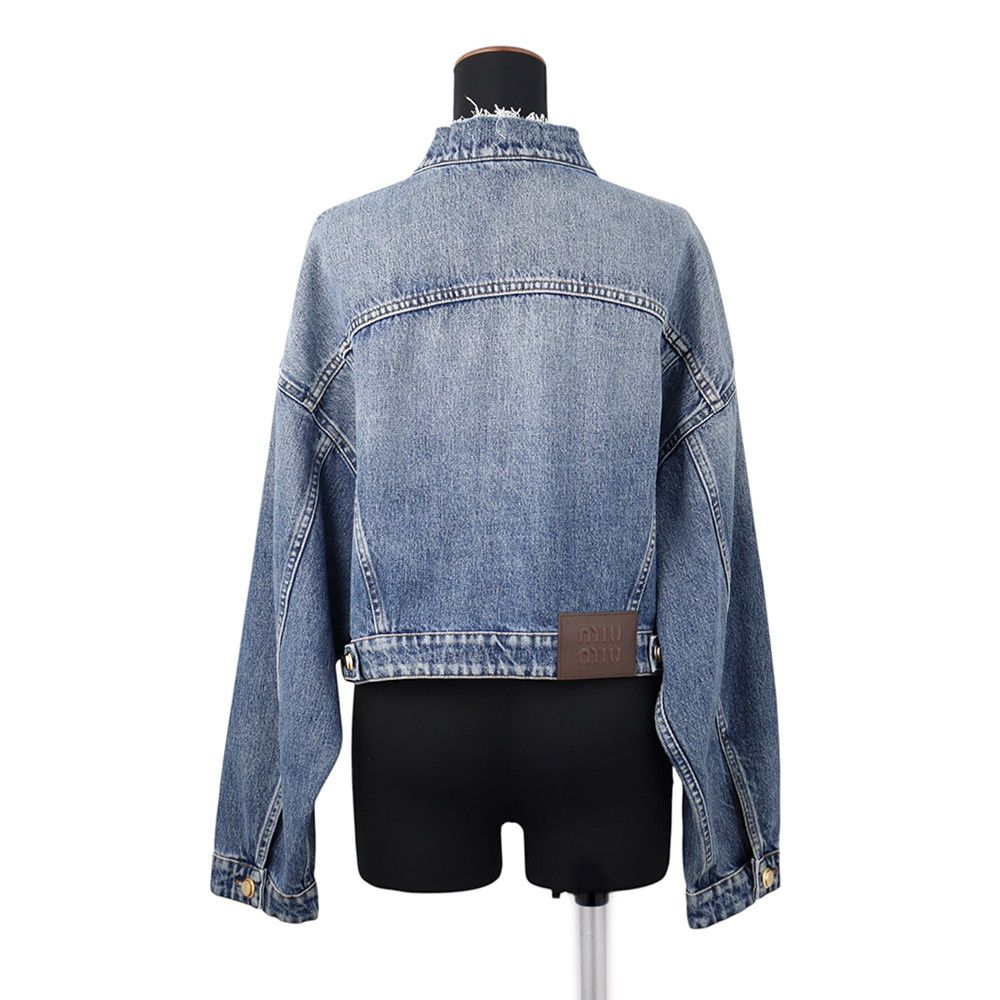 Miu Miu Jacket Denim Logo Collarless 36 — view 2