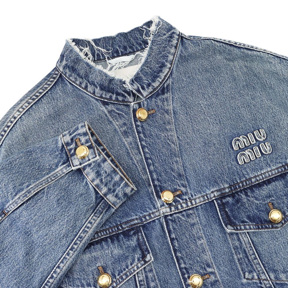 Miu Miu Jacket Denim Logo Collarless 36 — view 3