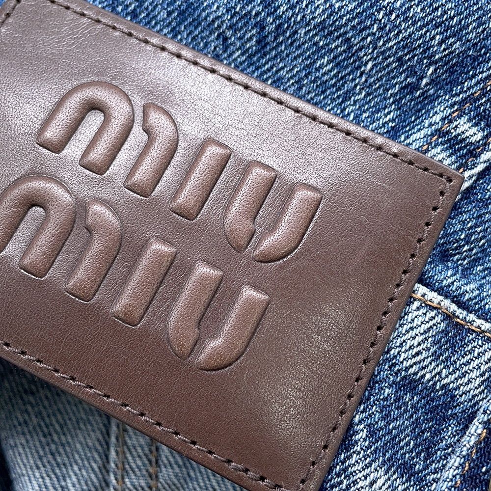 Miu Miu Jacket Denim Logo Collarless 36 — view 8