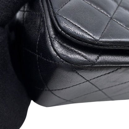 Chanel Chain Shoulder Bag Quilted CC Logo Full Flap Lambskin Black — view 6