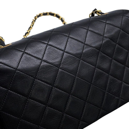 Chanel Chain Shoulder Bag Quilted CC Logo Full Flap Lambskin Black — view 8
