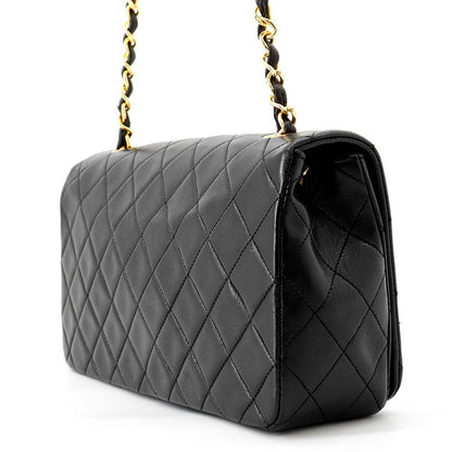 Chanel Chain Shoulder Bag Quilted CC Logo Full Flap Lambskin Black — view 2