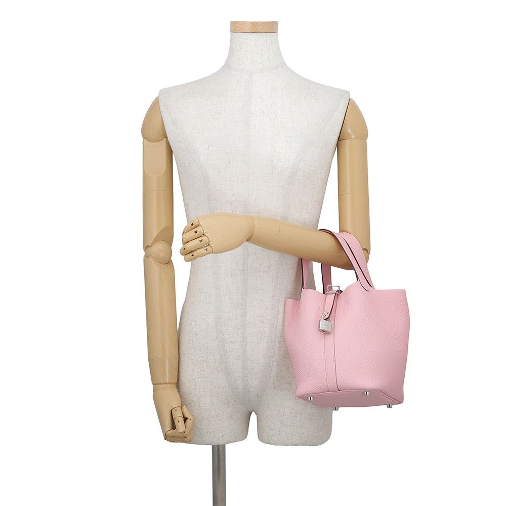 Hermes Handbag Picotin Lock PM Rose Sakura Silver Taurillon Clemence — view 4
