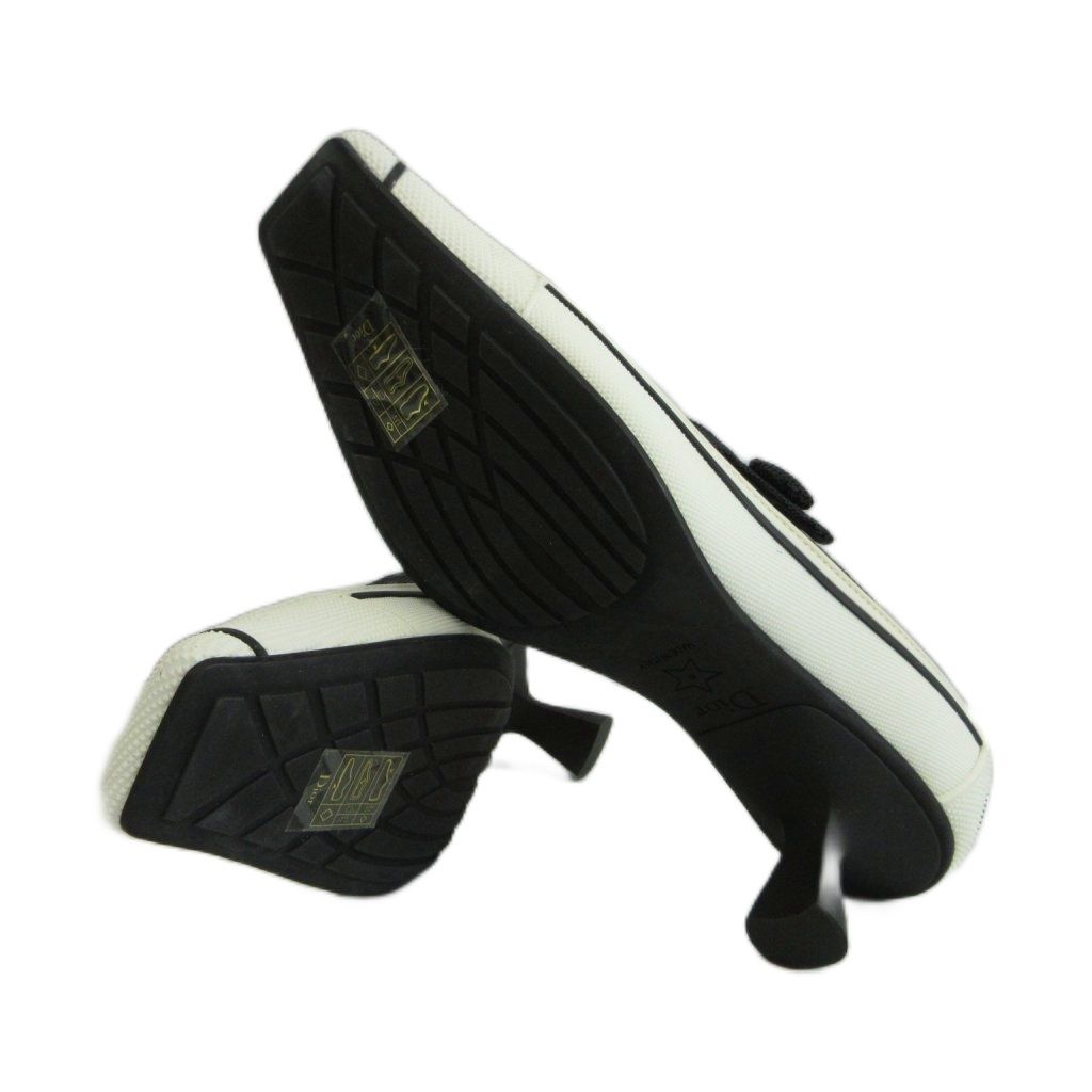 Dior D-motion Technical Fabric Pumps Square Toe Middle Heels Logo Black — view 6