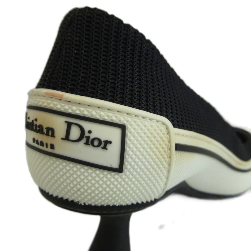 Dior D-motion Technical Fabric Pumps Square Toe Middle Heels Logo Black — view 8