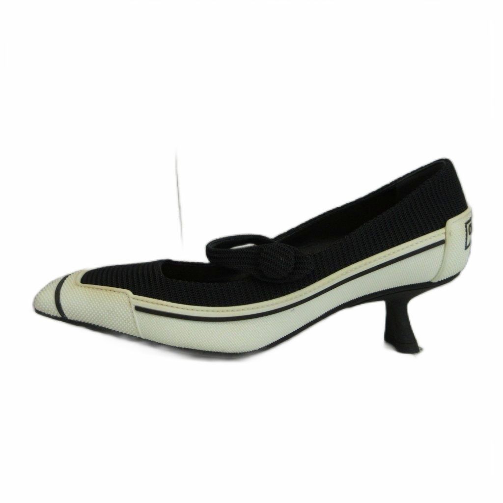 Dior D-motion Technical Fabric Pumps Square Toe Middle Heels Logo Black — view 2