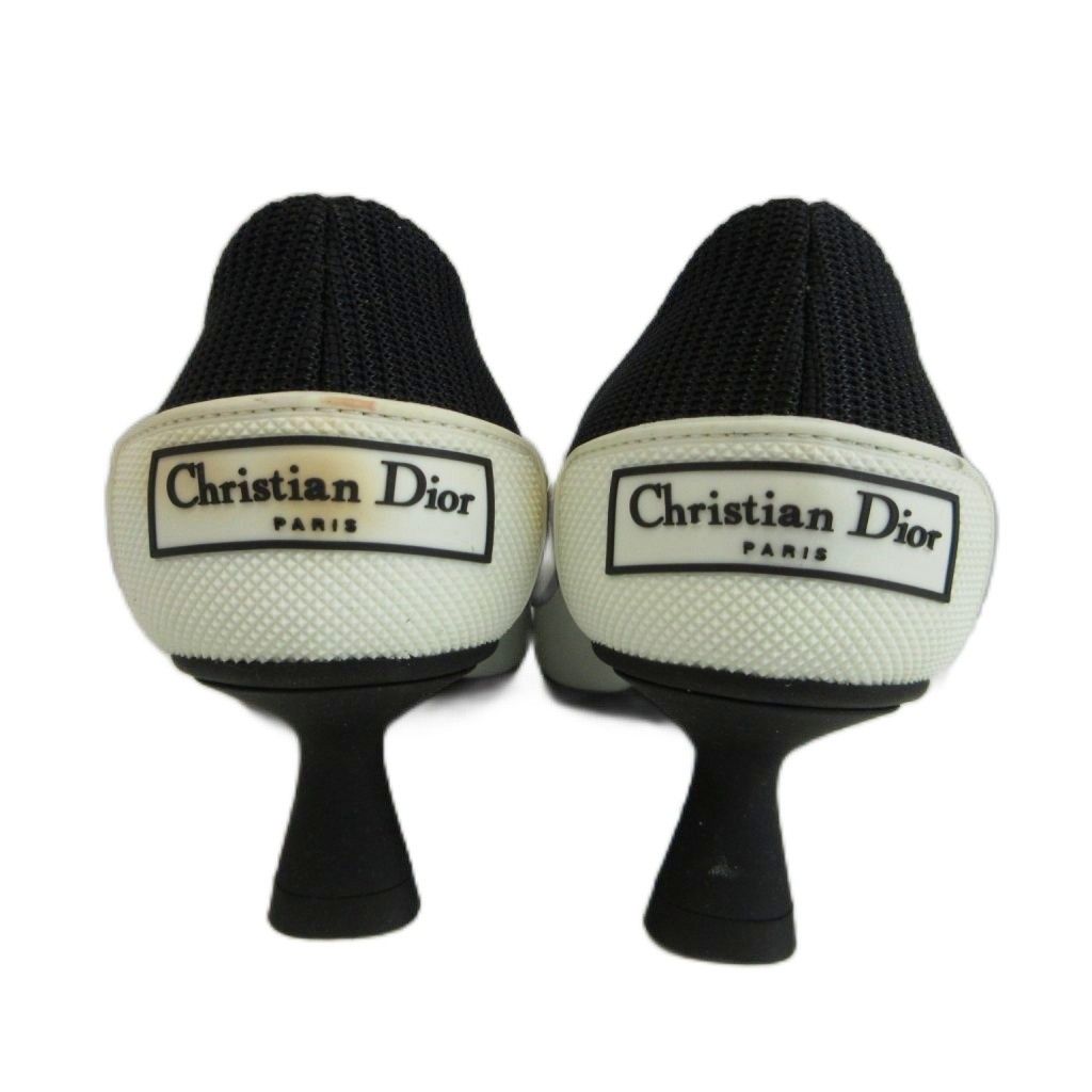 Dior D-motion Technical Fabric Pumps Square Toe Middle Heels Logo Black — view 5