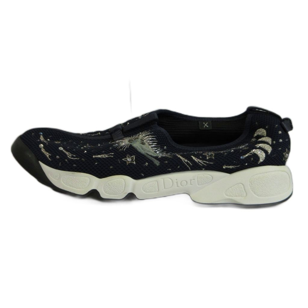 Dior Fusion I Feel Blue Slip-on Sneakers Mesh Low Cut Star Moon Comet Bijou — view 2
