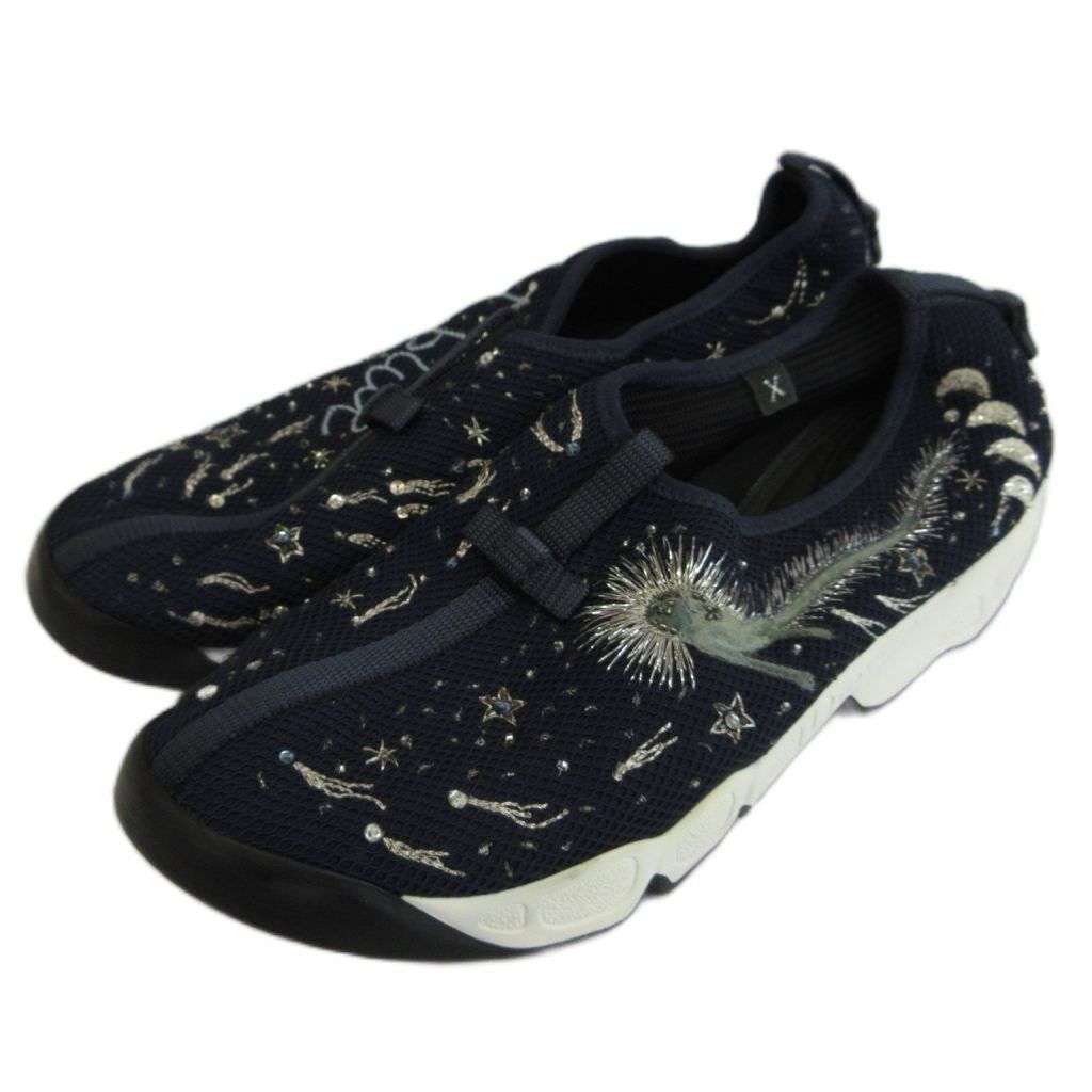 Dior Fusion I Feel Blue Slip-on Sneakers Mesh Low Cut Star Moon Comet Bijou