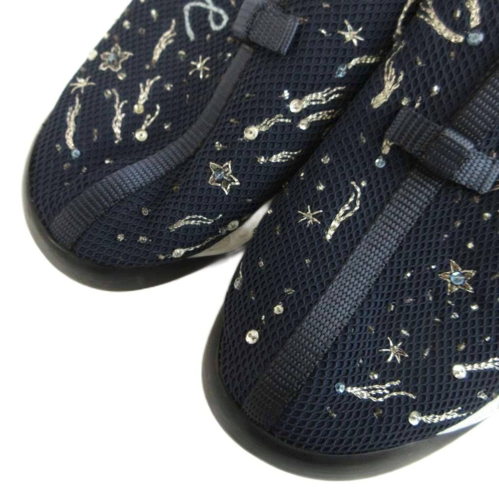 Dior Fusion I Feel Blue Slip-on Sneakers Mesh Low Cut Star Moon Comet Bijou — view 3