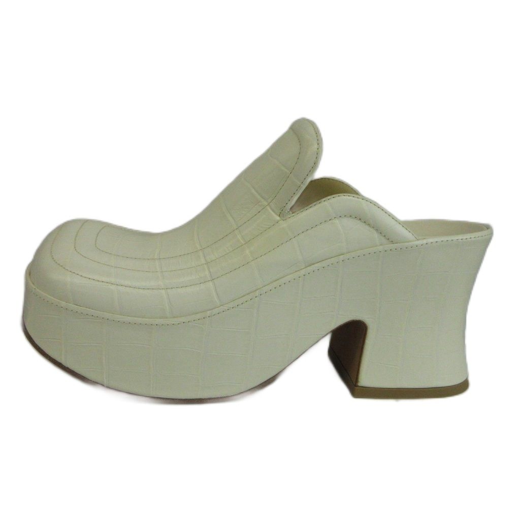 Bottega Veneta Wedge Clog Sandals Mules Croco Embossed Leather Thick Sole — view 2