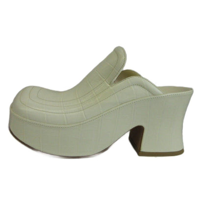 Bottega Veneta Wedge Clog Sandals Mules Croco Embossed Leather Thick Sole — view 2