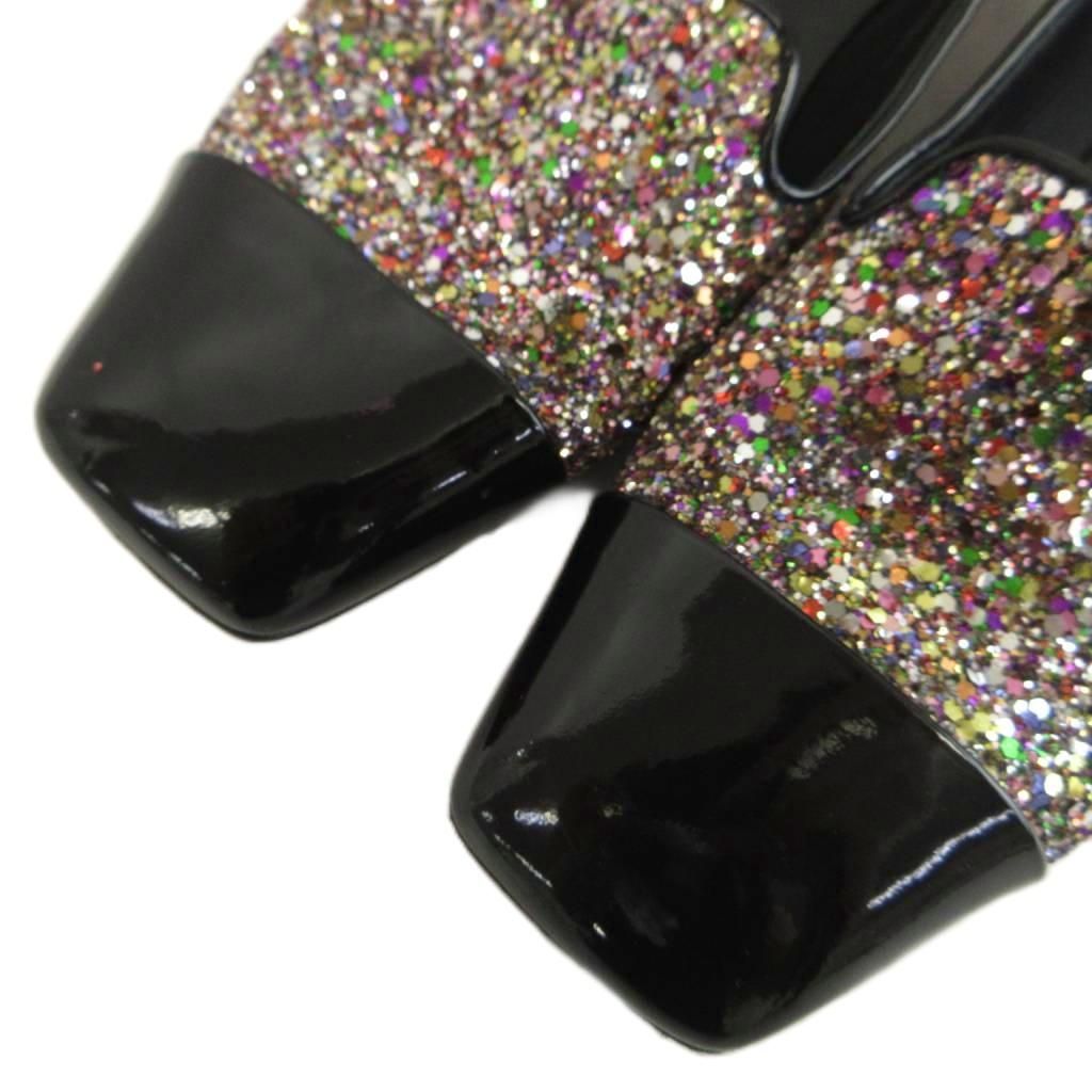 Chanel Glitter Patent Loafers Pumps Square Toe Flat CC Logo Multicolor — view 3