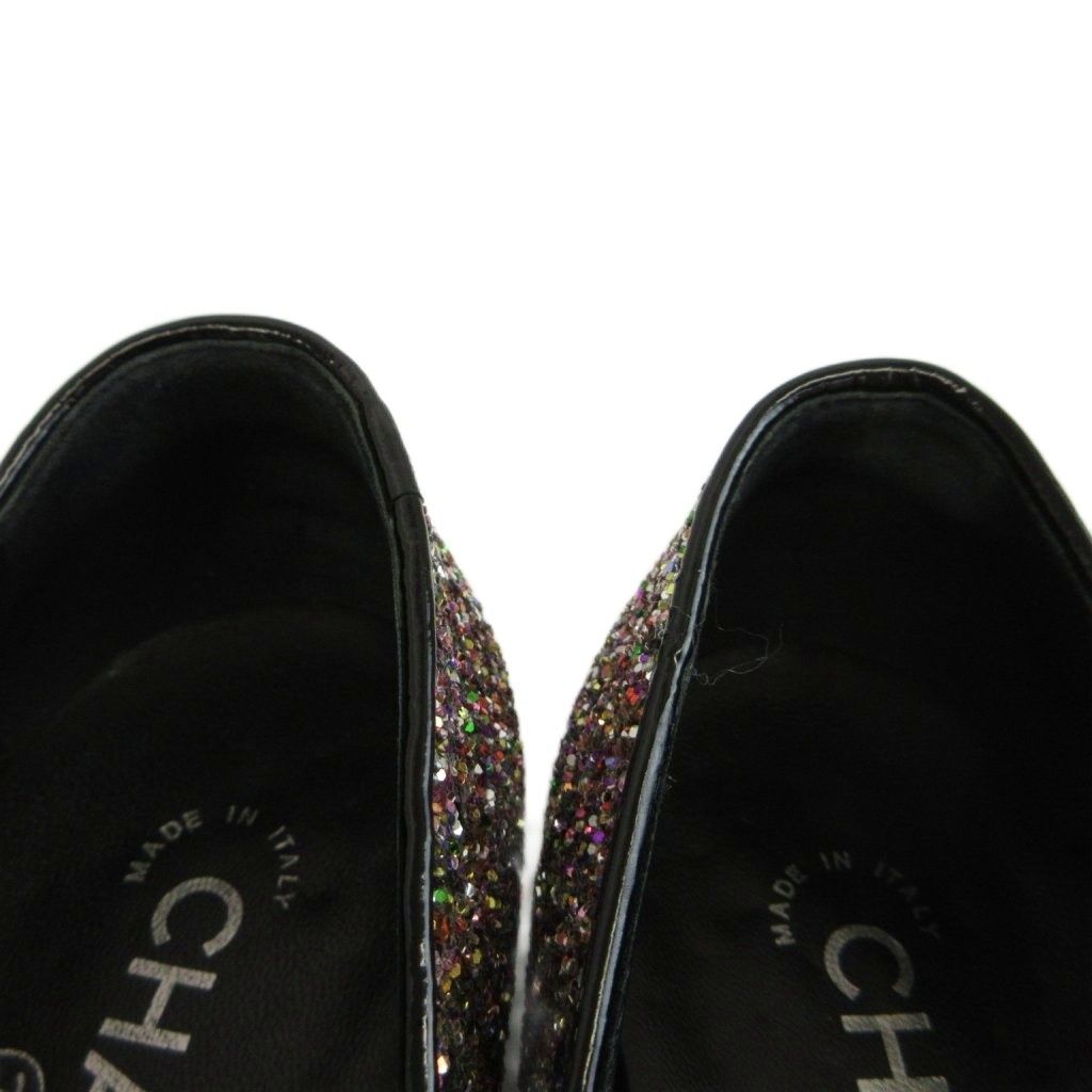 Chanel Glitter Patent Loafers Pumps Square Toe Flat CC Logo Multicolor — view 4