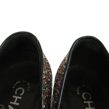 Chanel Glitter Patent Loafers Pumps Square Toe Flat CC Logo Multicolor — view 4
