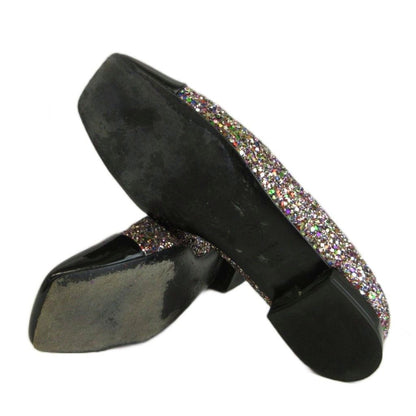 Chanel Glitter Patent Loafers Pumps Square Toe Flat CC Logo Multicolor — view 6