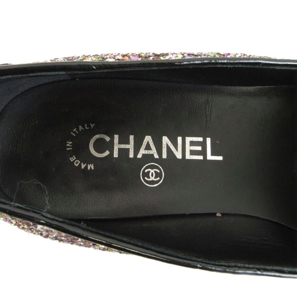 Chanel Glitter Patent Loafers Pumps Square Toe Flat CC Logo Multicolor — view 7