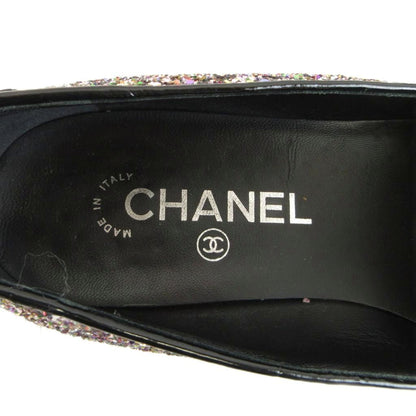 Chanel Glitter Patent Loafers Pumps Square Toe Flat CC Logo Multicolor — view 7