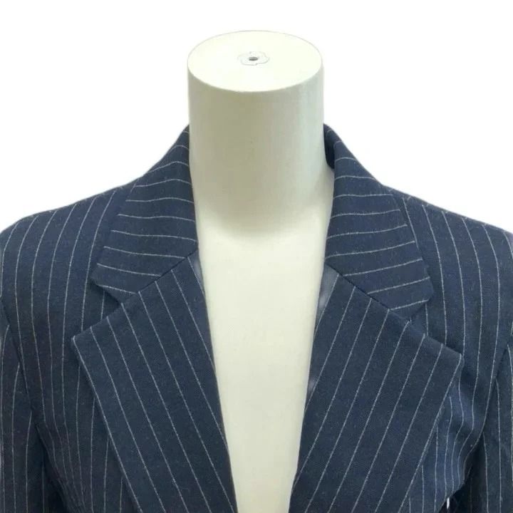 Max Mara Weekend Line Tailored Jacket Navy Striped Pattern Long Sleeve Half 38 — view 5