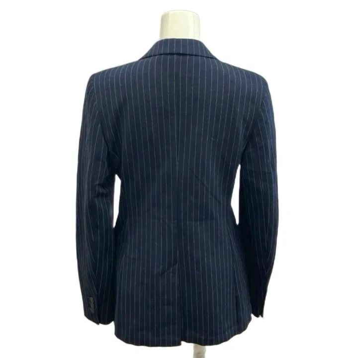 Max Mara Weekend Line Tailored Jacket Navy Striped Pattern Long Sleeve Half 38 — view 2