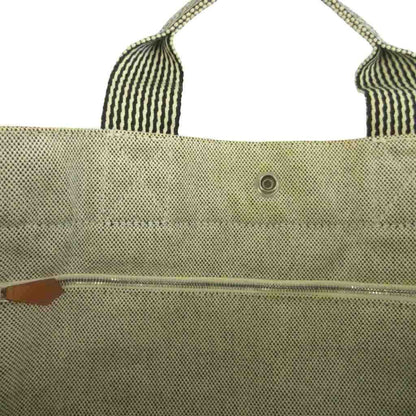 Hermes New Fourre Tout MM Tote Bag Canvas Stripe Light Gray Black — view 8