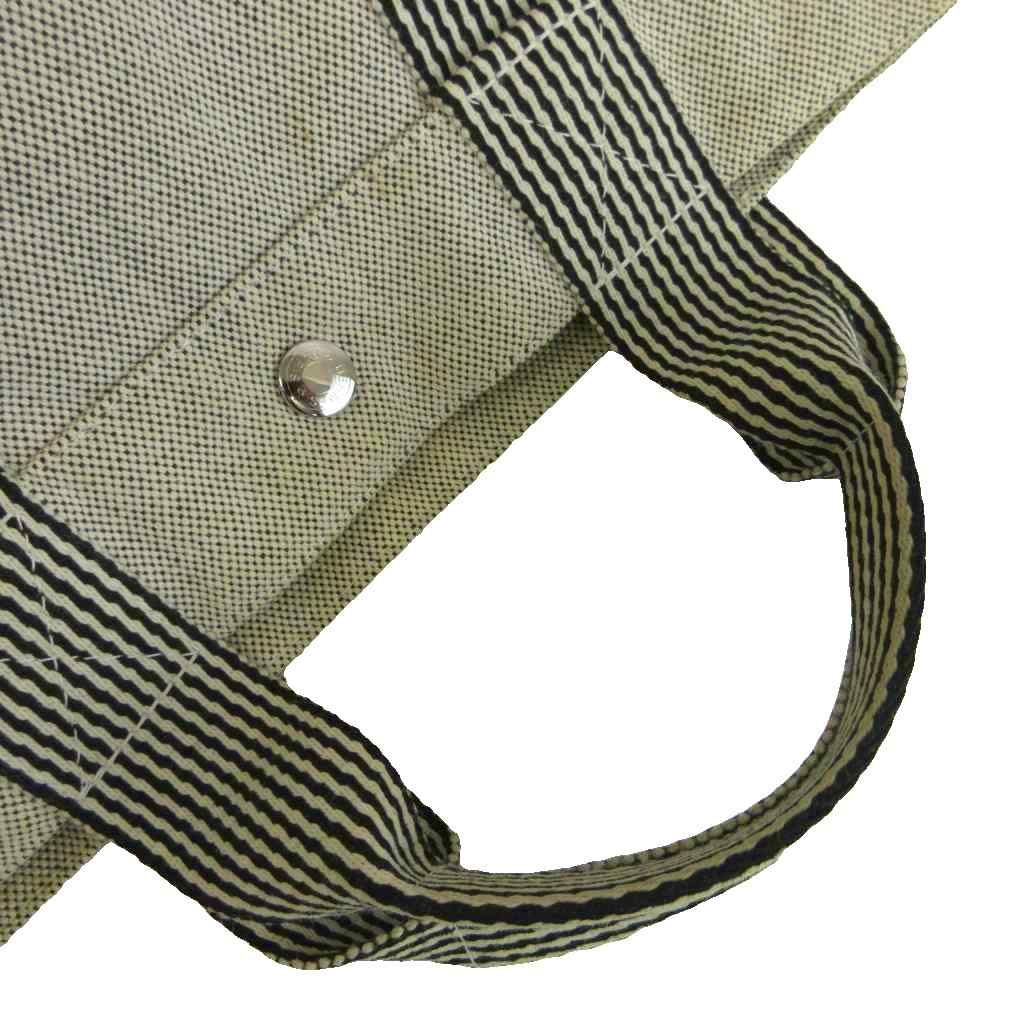 Hermes New Fourre Tout MM Tote Bag Canvas Stripe Light Gray Black — view 7