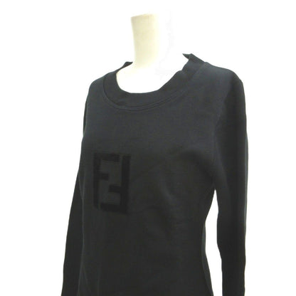Fendi Sweatshirt Black Zucca Fleece Lining Velour Logo Top Vintage 40 — view 5