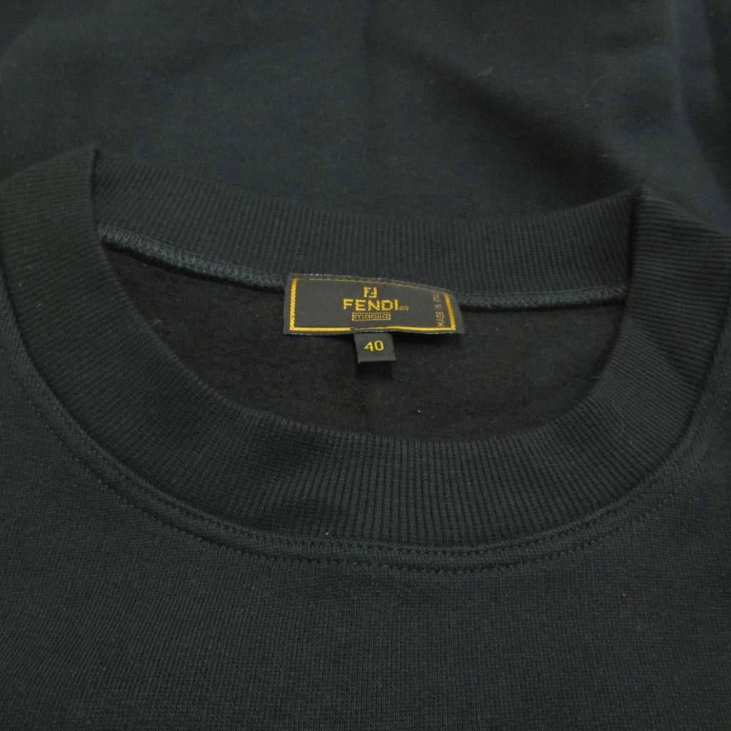 Fendi Sweatshirt Black Zucca Fleece Lining Velour Logo Top Vintage 40 — view 6