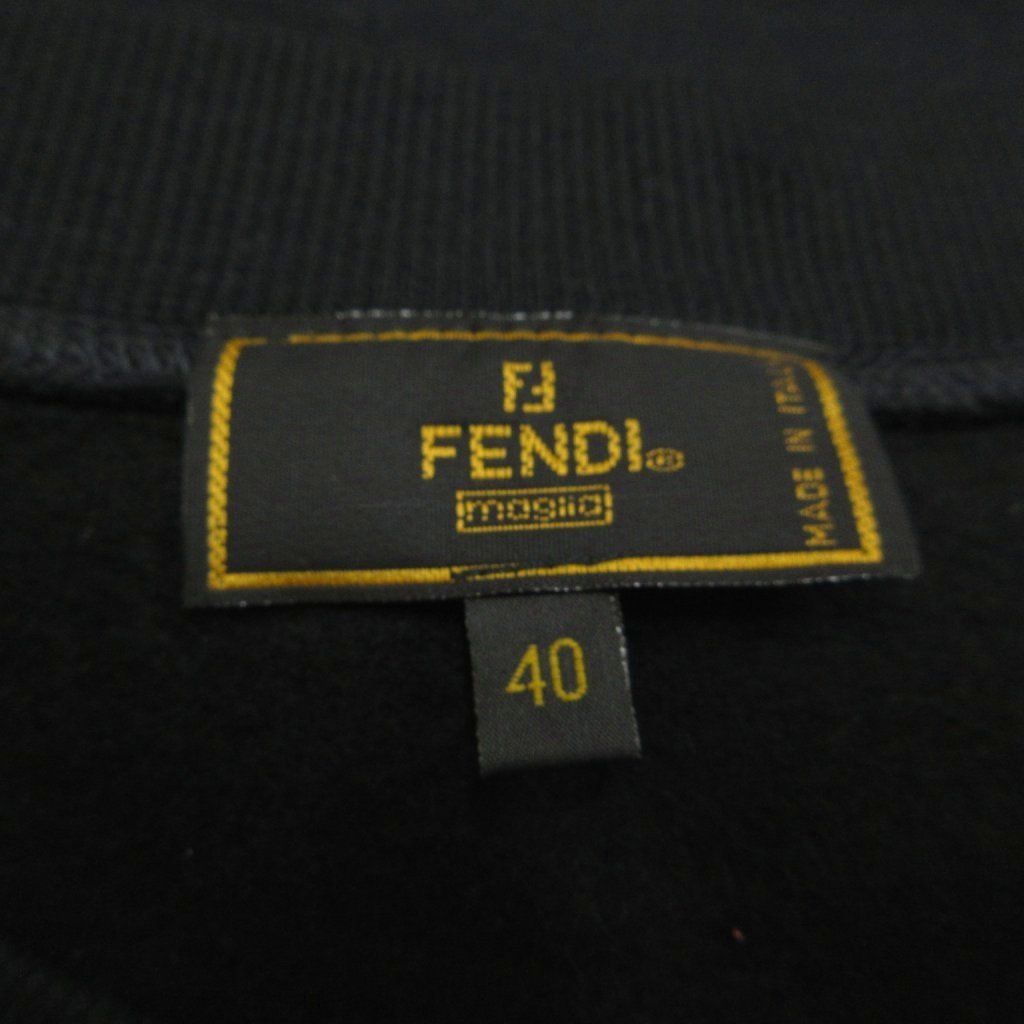 Fendi Sweatshirt Black Zucca Fleece Lining Velour Logo Top Vintage 40 — view 4