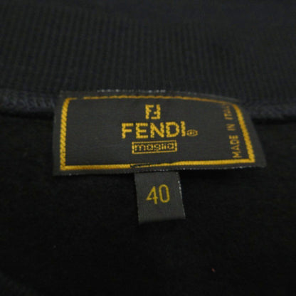 Fendi Sweatshirt Black Zucca Fleece Lining Velour Logo Top Vintage 40 — view 4