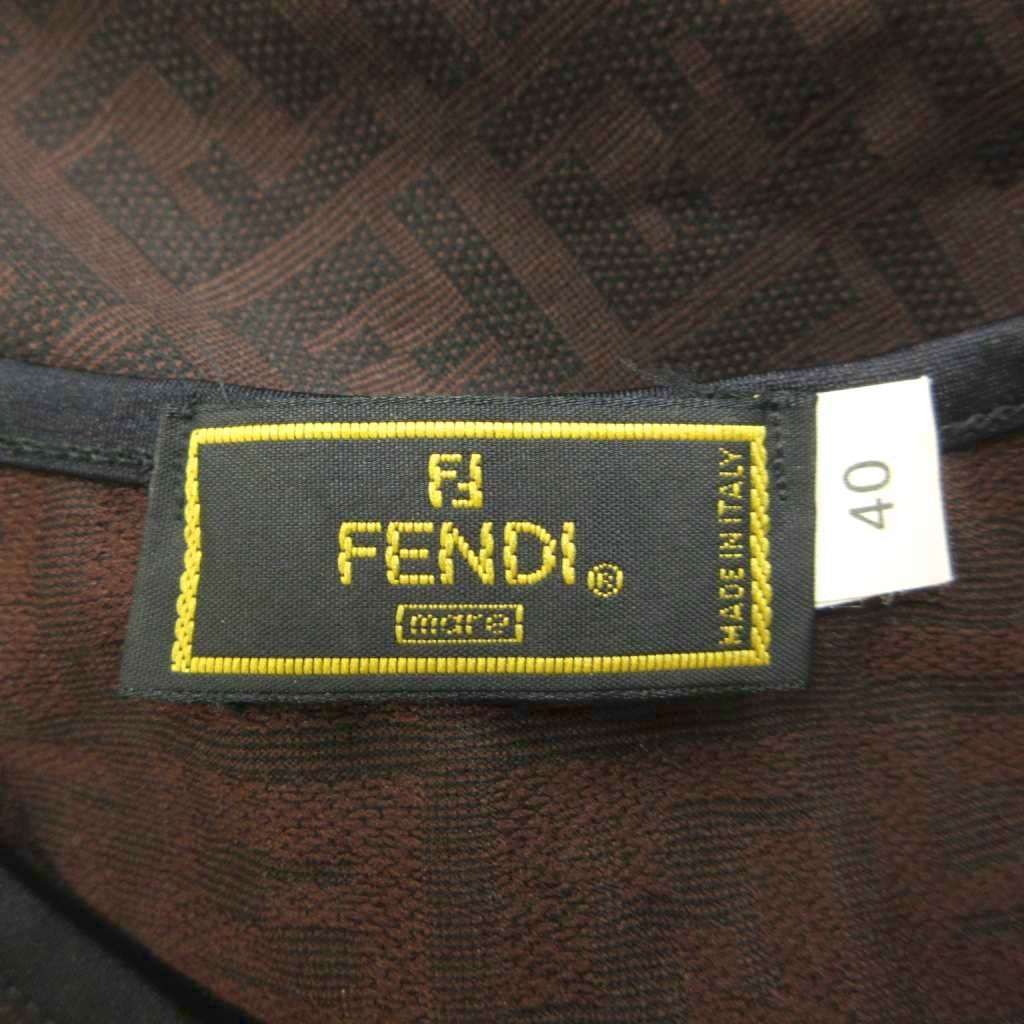 Fendi T-Shirt Zucca Pattern All Over Print Brown Black Short Sleeve Vintage 40 — view 4
