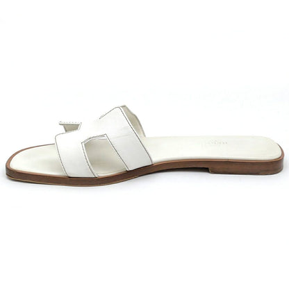 Hermes Sandals Oran Leather White Naturel — view 3