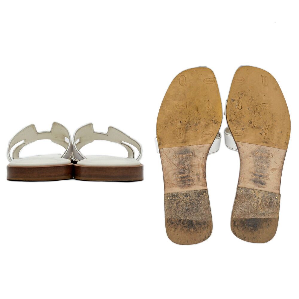 Hermes Sandals Oran Leather White Naturel — view 6