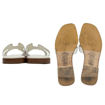 Hermes Sandals Oran Leather White Naturel — view 6