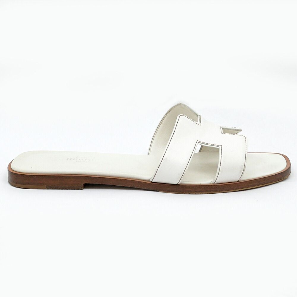 Hermes Sandals Oran Leather White Naturel — view 4