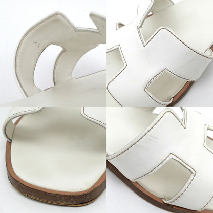 Hermes Sandals Oran Leather White Naturel — view 8