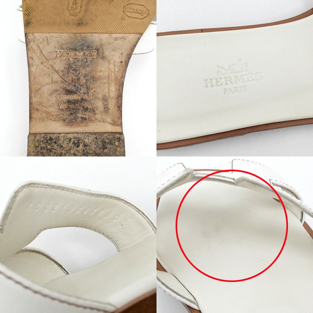 Hermes Sandals Oran Leather White Naturel — view 7