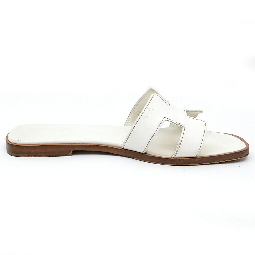 Hermes Sandals Oran Leather White Naturel — view 2