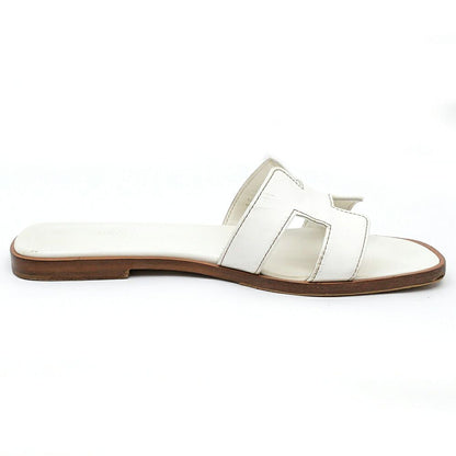 Hermes Sandals Oran Leather White Naturel — view 2