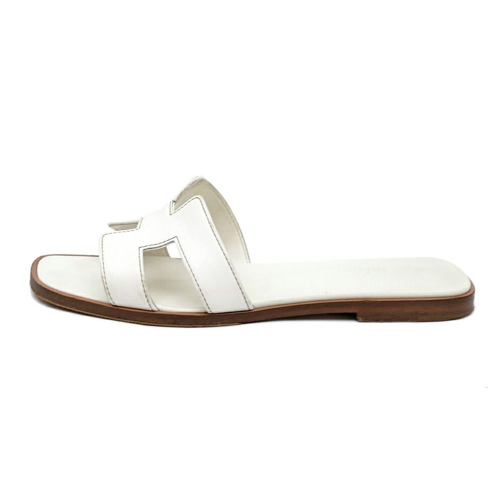 Hermes Sandals Oran Leather White Naturel