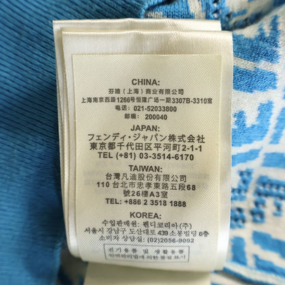 Fendi FF Logo Short Sleeve Knit Top Blue Sweater — view 8