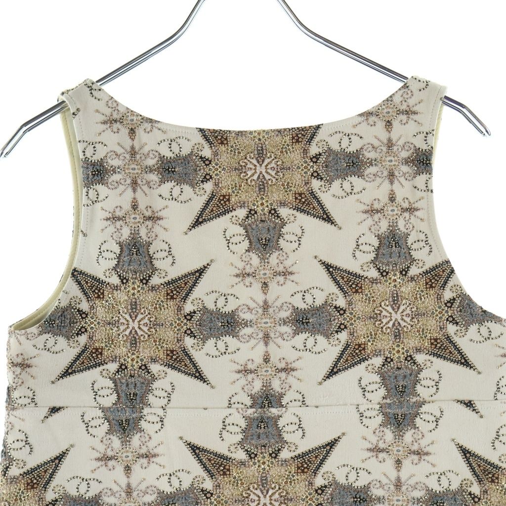 Chanel CC Logo Star Pattern Embroidery Polyester Nylon Sleeveless Top 8 Beige — view 4