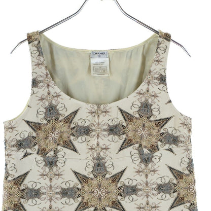 Chanel CC Logo Star Pattern Embroidery Polyester Nylon Sleeveless Top 8 Beige — view 3