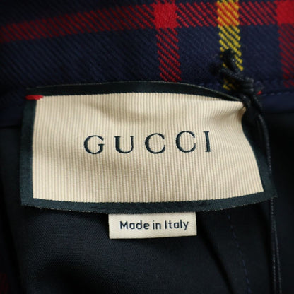 Gucci Blue Check High Waist Long Skirt Navy Red Yellow Wool — view 6