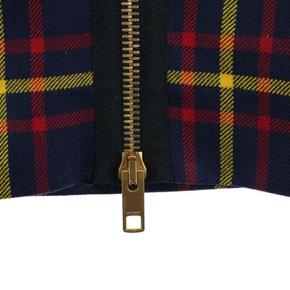 Gucci Blue Check High Waist Long Skirt Navy Red Yellow Wool — view 5
